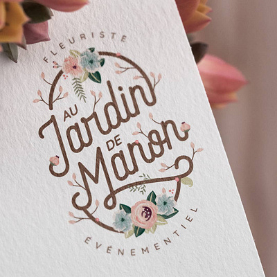 Au Jardin de Manon design florist floristry flower flower logo france french graphic design logo