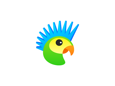 Punk Parrot Logo (Unused for Sale) animal bird brand identity branding character exotic fly for sale unused buy fresh hair jungle logo mark symbol icon mascot mihai dolganiuc design nft platform punk rock style website