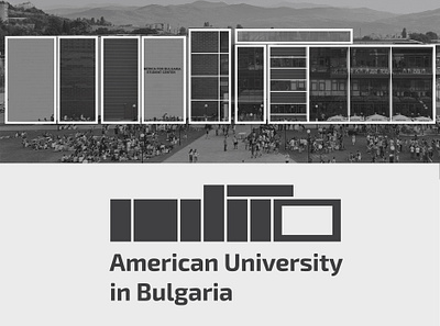 American University in Bulgaria - visual identity black and white books branding education flat geometric design geometrical institution institutional logo logo design logo designer minimalist minimalist logo simple university visual identity windows