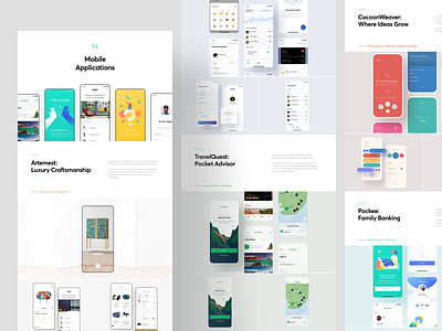 Mobile Applications: Showcase 2019 app application behance case study design grid illustration interface ios landing page mobile presentation showcase teaser ui ux