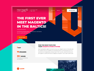 Meet Magento Baltics - Homepage branding design ecommerce flat illustration minimal orange ui ux web