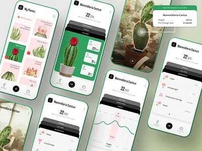 Plant Monitor App app augmented reality cactus coolvetica design history mobile monitor notification open sans phone mockup plant plant illustration tree ui ui mockup user interface ux