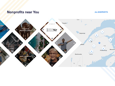 Map view branding challenge charity design diamonds flat help nonprofit ui ux world