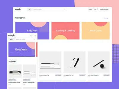 Cimple - Marketplace cards design desktop ecommerce interface mobile shop store tag typography ui ux