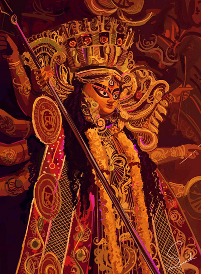 Godess Durga in Calcutta calcutta durga illustration visual design