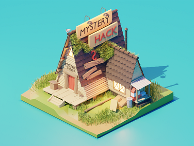 Mystery Shack 3d blender diorama disney fanart gravity falls illustration isometric low poly lowpoly lowpolyart mystery shack render