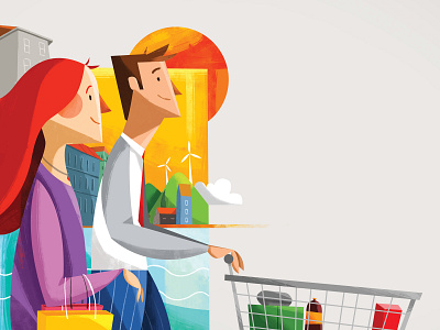 Shopping 2d art city color design digitalart digitalartist editorial flat flatdesign happy illustration life man people photoshop pixeren shop shot woman