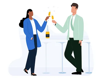 Success party boy champagne client work design girl illustration lawyer office party success ui vector wine work workspace