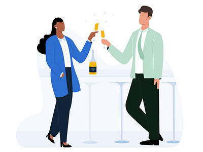 Success party boy champagne client work design girl illustration lawyer office party success ui vector wine work workspace