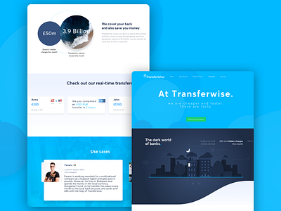 Fintech Landing page Concept art direction banking bold clean clean ui concept design fintech hackathon instant landing landing page design landingpage microsite transfers transferwise webdesign website