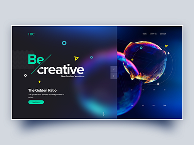 Be creative adobe xd blue clean concept dark ui golden ratio homepage simple typography ui ux