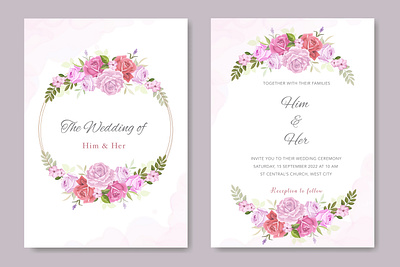 wedding card with beautiful floral and leaves template background beautiful bouquet card decoration design elegant floral frame illustration invitation invite leaf romantic spring template vector vintage watercolor wedding