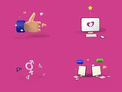 3D icon in webdesign 3d 3d art blue chat clean design desktop hand heart icon icon design love purple webdesign white