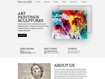 Art Gallery art collection art display art exhibition art gallery art museum template visual art website website design