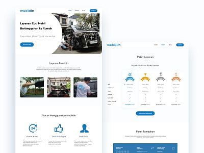 Mobiklin Landing Page blue carwash clean landing page simple white