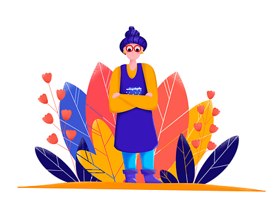 Gardener agency autumn clean design drawing estonia etheric fashion flowers garden gardener girl illustration leaves morning procreate walk walking woman