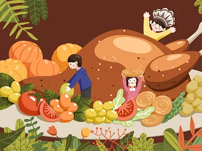 Happy thanksgiving food grape illustration leaves photoshop illustration potato pumpkin thanksgiving thanksgiving dinner thanksgiving food tomato turkey