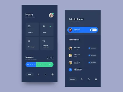Smarthome app application clean daily ui dark digital graphics home illustration minimal mobile mobile app ui modern smart social app typography ui uiux uxpin vector