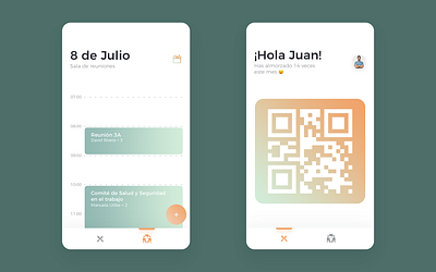 Inside company services App calendar qr code ui ux