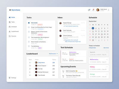 School App Dashboard - Daily UI 021 daily ui daily ui 021 dailyui dashboard desktop event exam home screen inbox leaderboard mean girls schedule school task test