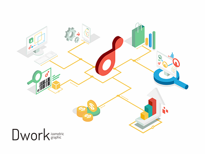 dworkisometric colorful geomteric isometric isometric design isometric icons layout value preposition graphic workscheme