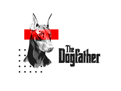 The Dogfather | Red monochrome black white branding clean design dog grey minimal monochrome red retro simple typography white