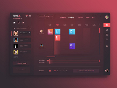 Fameus dark theme agenda calendar dark dark theme fame influencer influencers interface native ads red schedule sunset ui user interface