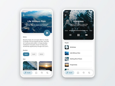 Meditation Application app concept design meditation minimal mobile ui ux