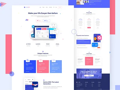 Duplonik - App Landing Page V1 2019 trends app app landing app landing page landing page landing page concept landing page design landing page ui saas saas design saas landing page saas website trend 2019 ui uidesign webdesign website website design