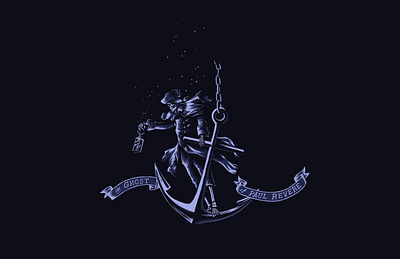 It's a Long Way Down anchor deep digital art illustration lettering nautical ocean paul revere sea skeleton