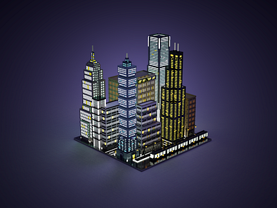 Voxel city at night 101 3d 3d art building city debut game asset gamedesign illustration light magicavoxel night taipei tower trade train voxel voxel art voxelart