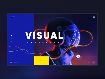 MexArt concept desktop landing page layout minimal neon colours neon lights typography ui ux