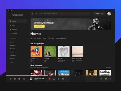 Yandex Music desktop app concept app concept desctop design figma mac os music app typography ui ux yandex