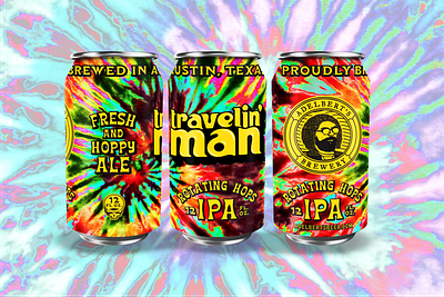 Adeblert's Travelin' Man beer beercan cans illustration lettering matt thompson packaging type typography