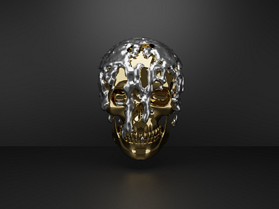 skull vol 3 3d 3d art 3d artist 3dsmax blender design gold graphic melt silver skull skull art ui