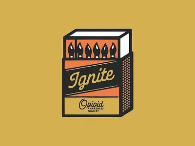 Ignite - Opioid Awareness Project badge badge design branding branding design illustration logo matchbox matches typography