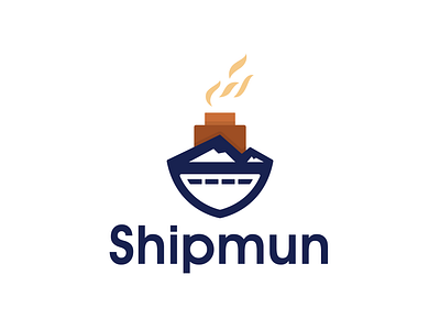 SHIPMUN 01 brand branding business cruise ship design design art design logo flat logo icon identity illustration logo modern mountain sea ship symbol template vector web