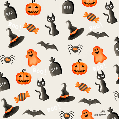 Inktober Day 10 - Pattern black colors halloween illustration inktober inktober2019 inktoberday10 orange photoshop spooky