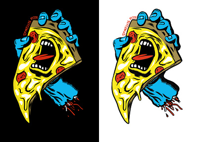 Pizza Hand hand illustration pizza pizzeria procreate santa cruz screaming hand shirt design skateboard skateboarding