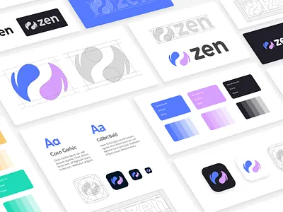 Zen App Style Guide app design brand brand guide brand guide identity brand guidelines branding company style guide golden ratio identity identity design logo logo construction logomark logomark construction meditation mindfulness style style guide styleframe styleguide