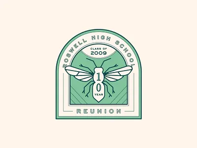 Roswell HS Reunion Logo badge design high school hornet identity illustration logo monoline