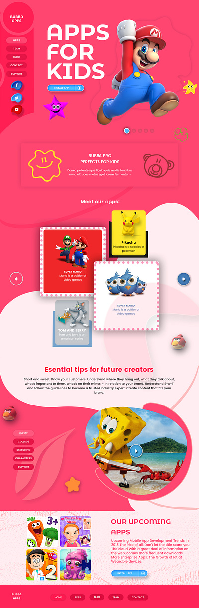 Apps For Kids angry bird app application branding child child web clean color concept game kids landing page ux web