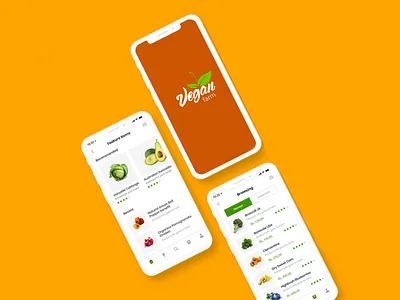 Vegan Farm app buy buy vegetables foodapp illustration landingpage orange app ui uidesign uiux vegan