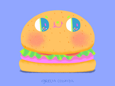 Cute Burger burger character design children illustration cute digital painting doodle food hamburger happy illustration inktober inktober2019 junk food kawaii painting