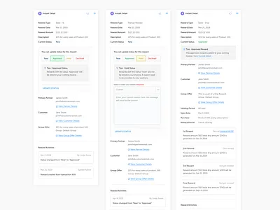 Slide in panel product design ux design web application