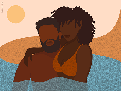 Summer Love african african american black black art black artist black designer black girl magic brown skin girl couple digital art illustration illustrator love relationship summer vector women artists