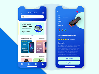 eCommerce App add to cart amazon bule gradient buy now cart details ebay ecommerce ecommerce design editorial flipkart ios app iphone offer pendrive product design product details products shop store