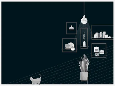 The cat got out. black and white brand illo illos illustration