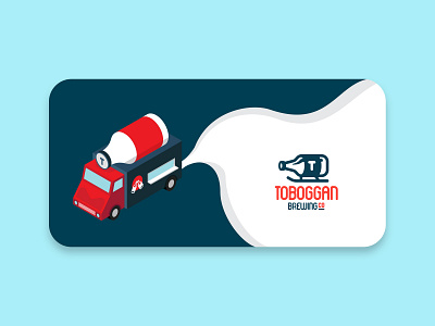 Toboggan Van flat design graphic illustration isometric vector