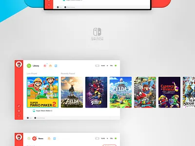 Nintendo Switch Redesign app console creative design gaming illustration interface nintendo nintendo switch redesign ui ux vector vector art video games